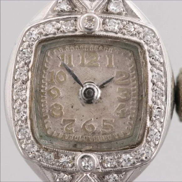 Vintage Luzerne Platinum Diamond Watch, Works